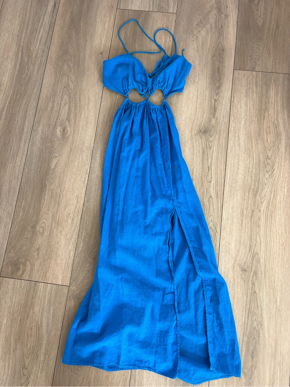 Zara Bright Blue Cutout Maxi Dress